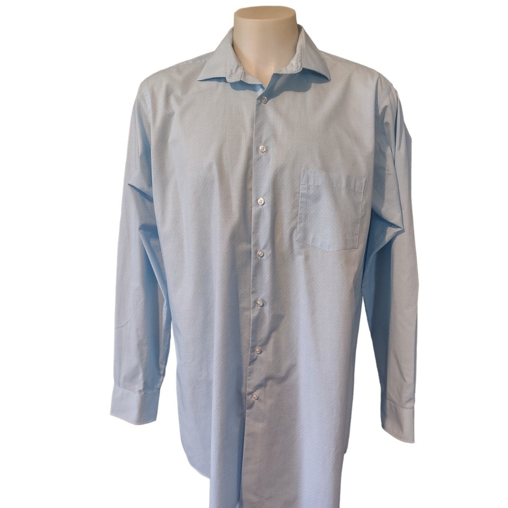 Shaquille O'Neal Dress Shirt XLG Tall Cooling Stretch Blue Micro Pattern XL G - Picture 1 of 12